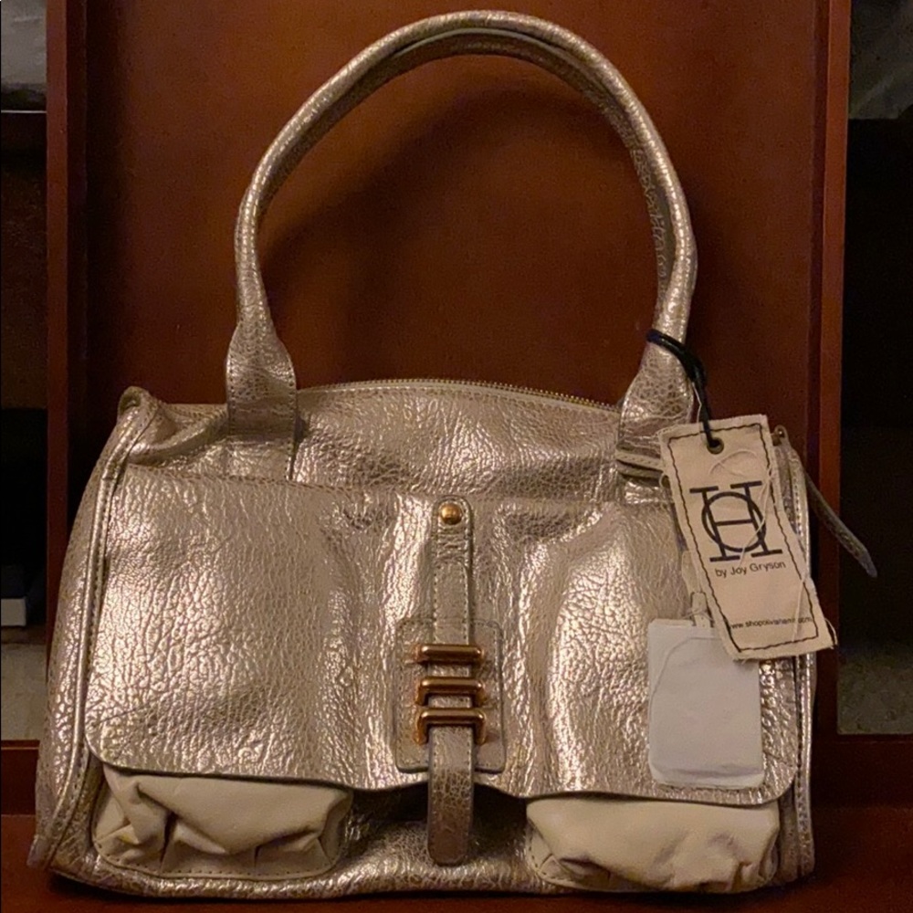 Olivia Harris light gold purse